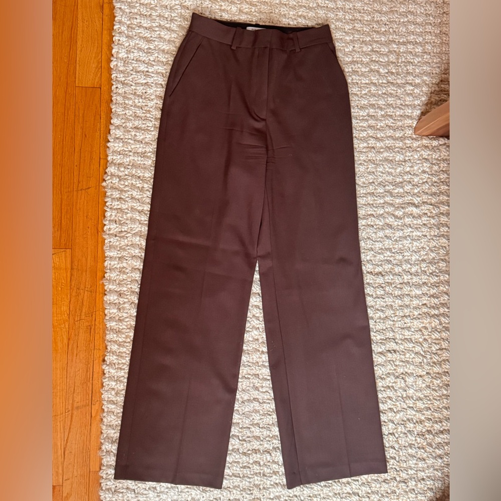 Aritzia Women’s Chocolate Brown Trouser Dress Pants Wide / Straight Leg